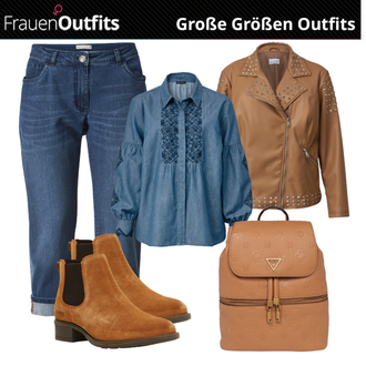 Outfit mit Braun Stiefel ESPRIT "Mode für Mollige"