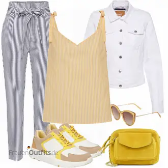 Outfit mit Grau/Creme/Hellgrau/Weiß Mantel/Bluse Große Größe/Crop Jacke/Kurzjacke/Jeansjacke/Shirtjacke/Kurze Jeansjacke/Sommerjacke Only "Modisches Freizeit Outfit"