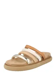 INUOVO Pantolette cognac / hellbraun / gold / weiß