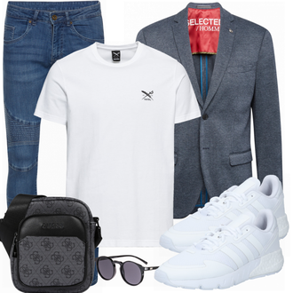 Business Outfits mit Blau/Türkis Jeans Urban Classics "Klassisches Outfit"