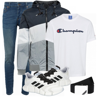 Outfit mit Grau Sportschuh Adidas Performance "Freizeit Outfit"