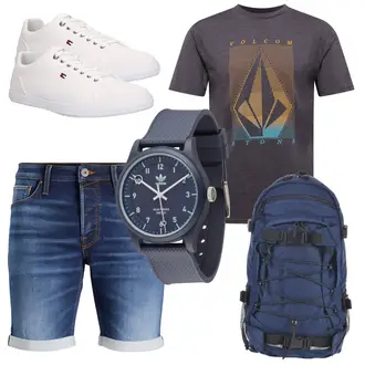 Outfit mit Schwarz/Grau Casual T-Shirt Volcom "Alltagsoutfit"