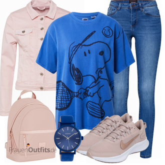 Outfit mit Beige Sneaker Nike "Cooles Freizeit Outfit"