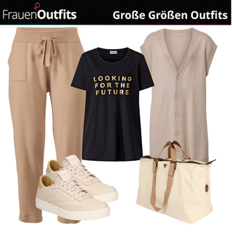 Feine Outfit mit Beige/Creme/Khaki Vintage Sneaker/Schmaler Sneaker/Skateschuh/Leder Sneaker Reebok "Freizeit Outfit für Mollige"Look: Uni, Esthetische, Bad Taste, Casual, Italienische, Moderne, Sportlich, Unisex, Löwe, Trendige, Feine, Schick