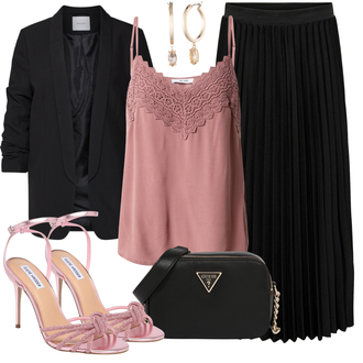 Festival Outfit mit Rosa/Lila/Braun Ärmelloses Shirt/Herrenschuhe/Spaghetti Top/Kleid Große Größe/Bluse Große Größe/Tunika About You "Eleganter Look"