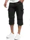 Indicode Herren Nicolas Check 3/4 Cargo-Shorts inkl. Gürtel   Herrenshorts aus Baumwolle Black XL