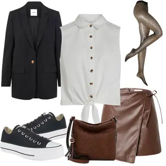 Outfit mit Schwarz/Dunkelblau/Hellblau/Rosa Mantel/Boyfriend Blazer/Lederjacke/Oversize Blazer/Lederjacke für Männer/Lederjacke Object "Farbliches Frühlings Outfit"