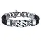 COOLMAN Herren Lederarmband schwarz mit Edelstahl Verschluss Armbänder Armband für Männer (mit Schmuckschatulle) - 23 cm