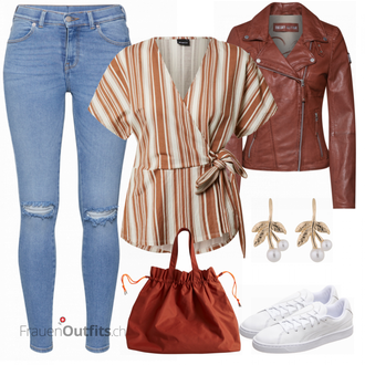 Outfit mit Rot Lederjacke Freaky Nation "Schönes Freizeitoutfit"