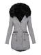 ticticlily Damen Mantel Winter Herbst Parka Jacke Wintermantel mit Kapuze Einfarbig Warm Winterparka mit Knopf und Taschen Winterjacke Kunstfell Weich Steppmantel für Damen Grau S