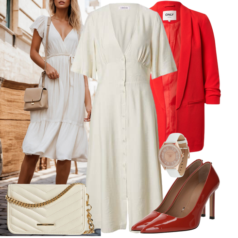 Beige/Creme/Weiß/Khaki/Braun Blusenkleid/Standesamt Kleid/Kleid Standesamt-gast/Hemdkleid Edited kombinieren