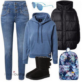 Outfit mit Schwarz Stiefel UGG "Sportlicher Freizeitlook"