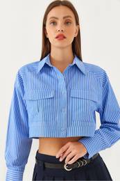Women's Asymmetrical Yoke Crop Shirt 4496