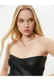 Metallic Crop Strapless Top - Handcrafted Collection