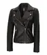 Asymmetrische Damen Lederjacke - Echtes Lammfell Lederjacken für Frauen, Ninfa - Schwarze Lederjacke, L