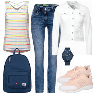 Outfit mit Rosa/Beige/Blau Sneaker Tommy Hilfiger "Sommer Bekleidung"