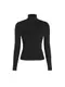 CIDER Solides Langarm-T-Shirt aus Jersey mit hohem Halsausschnitt, Schwarz, Mittel