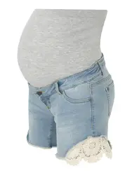 MAMALICIOUS Shorts ''''Casis'''' blue denim / graumeliert / weiß