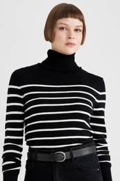 Regular Fit Striped Turtleneck Knitwear Sweater