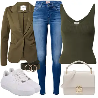 Elegant Outfit mit Dunkelgrün/Khaki/Grün Festlicher Maxi Rock/Italienischer Rock/Langer Rock/Maxirock/Midirock/Moderne Rock/Vintage Maxirock/Wickelrock/Premium Rock/Premium Kleid JdY "Cooles Alltagsoutfit"Look: Uni, Rad, Classic, 60er, Retro, 20er Jahre, Elegant, Französische, Italienische, Jazz, Mom, Old Money