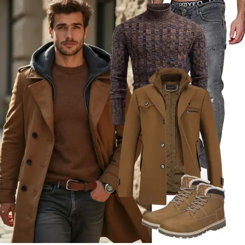 Khaki/Braun/Beige Trekkingstiefel/Schnürstiefel/Wasserdichter Stiefel/Herren Lederschuhe/Wattierte Stiefel/Winter Stiefel/Klassischer Stiefel/Winter Sneaker/Gefütterte Stiefelette/Winter Stiefelette Mishansha kombinieren