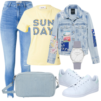 Outfit mit Grau Jeansjacke Desigual "Perfekt für die Freizeit"
