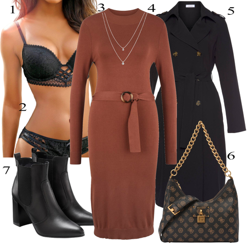 Comment poter Noir Soutien-gorge Brassière/Bas/Culotte Brésilienne/Slip sans Entrejambe Lascana, Noir Soutien-gorge sans Armature/Soutien-gorge Minimiseur/Soutien-gorge Style Bustier/Soutien-gorge à Armatures/Bustier en Dentelle/Soutien-gorge à Armatures/Soutien-gorge Balconnet/Brassière Lascana avec Marron/Orange Robe À Col Roulé/Robe Longue en Maille/Robe en Tricot d'Hiver/Robe Ceinturée/Tricot Grande Taille Lascana