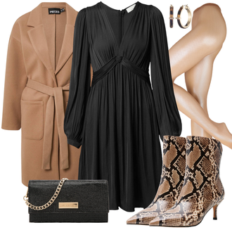 Outfit mit Braun/Beige Oversize Mantel/Wollmantel/Midi Mantel/Wintermantel Wollmantel/Kaschmir Mantel Pieces "Elegantes Winter Outfit"