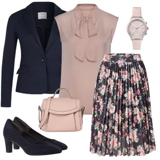 Outfit mit Rosa/Beige/Blau Uhr Lacoste "Perfekt für die Arbeit"