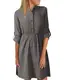 YOINS Damen Kleider Blusenkleid Elegant Longshirt V-Ausschnitt 1/2 Ärmel Hemdkleid Kurze Minikleid mit Knöpfe