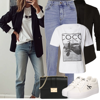 Kombinacije s boyfriend trapericama Stil Ljeto sa Svjetloplava Mom Jean/Vintage traperice/Sužene Traperice/Dad Traperice/Muška Kožna Jakna/Boyfriend Jeans/Skraćene Traperice/High Waist Traperice/Girlfriend Traperice/Slip-on Traperice Pieces "Proljetni Outfit"Look: Stil, Rap, cool, 90-ich, Old Money, Ležerno, Prekrasan