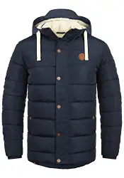 Blend Frederic Herren Winter Jacke Steppjacke Lange Winterjacke gefüttert mit Stehkragen und Abnehmbarer Kapuze und Teddy-Futter, Größe:M, Farbe:Navy (70230)