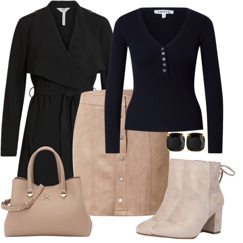 Beige/Braun High Heels Stiefelette/Schnürstiefelette/Gefütterte Stiefelette/Sommerstiefelette/Winter Stiefelette About You kombinieren mit Schwarz/Braun Schmuck Ohrstecker/Ohrclip kate spade