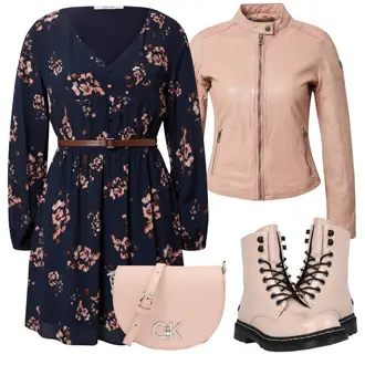 Flower Power Outfit mit Dunkelblau/Blau/Pastell Kleid Große Größe/Bluse und Tunika Tunika About You "Cooles Herbst Outfit"
