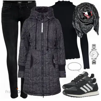Winter Outfits Leichte 3/4-lang mit Grau/Silber/Weiß Armband/Kettenuhr/Uhrenbatterie/Uhrenarmband/Armbanduhr Fossil "Khujo Mantel"