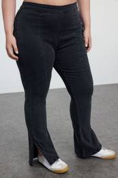 Curve Anthracite Stitch Detailed Bell-bottom Plus Size Jeans