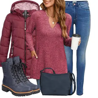 Gefütterte Outfit mit Dunkelblau/Blau MotorradStiefel/Winterschuh/Winter Stiefelette/Gefütterte Stiefelette/SpringerStiefel/Biker Boot/SchnürStiefelette Rieker "Winter Outfit"