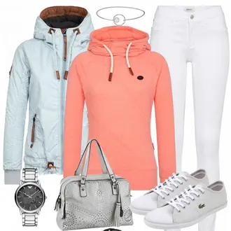 Outfit mit Weiß/Schwarz/Braun Bluse mit Lochstickerei/Bluse Oberteil/Kinderspielzeug/Schößchen­bluse/Verspielte Bluse/Volantbluse/Damen 7/8-Länge Jeans/Cropped Jeans/Schlaghose Jeans/Jeans-Culotte/Bundfaltenjeans/Formelles Hemd/Wide Leg Jean Only "NaketanoSale"