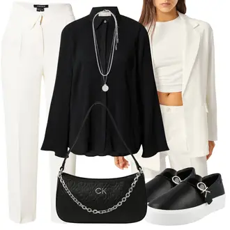 Outfit mit Weiß/Beige/Creme/Khaki Gerade Hose/Hose mit Schlitz/Musselin Hose/High Waist Hose/Anzughose/Bügelfaltenhose/Karottenhose/Caprihose/3/4 Hose Karen Millen "Eleganter Look"