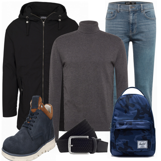 Outfit mit Blau Stiefel Jack & Jones "Street Style Outfit"