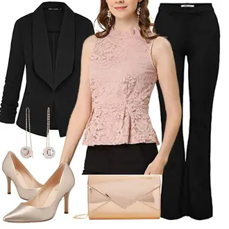 70er Outfit mit Schwarz Hose mit Schlitz/Schlaghose Leggings/Schlaghose/Bootcut Pant/Flared Leggings Only "Eleganter Look"Look: 70er, Schlichte, Nahtlos, Classic, Premium, Casual, Schick, Ausgefallene, Edel, Oversize