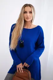 Sweater with necklace cornflower blue