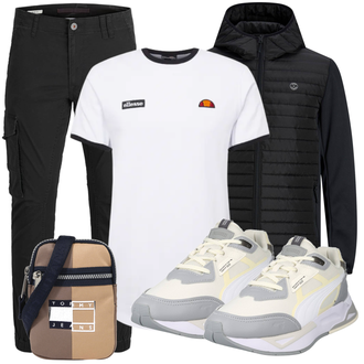Winter Outfit mit Schwarz/Khaki/Dunkelgrau CargoHose/FunktionsHose/Zip Off Hose/Cargo-JoggingHose/TrekkingHose/WinterHose Jack & Jones "Freizeit Outfit"