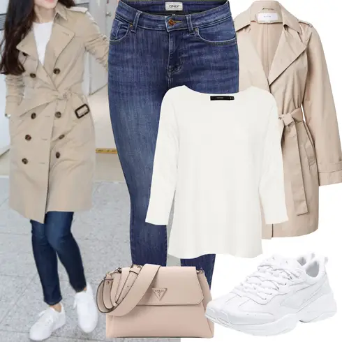 Comment poter Bleu/Bleu foncé Jeans Veste en Cuir/Jeans Femme Longueur 7/8/Bottine Cheville/Jean Taille Haute/Jeans avec Fente/Jean Taille Basse/Jean Push-up/Jean Coupe Slim/Jeans à Enfiler/Chaussures en Cuir/Jeans Thermiques/Veste d'Hiver Only avec Beige/Kaki/Marron Manteau/Manteau Léger/Manteau D'été/Women's Trenchcoats/Trench Manteau Vila