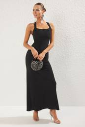 Black Bodycon Knitted Maxi Elegant Evening Dress