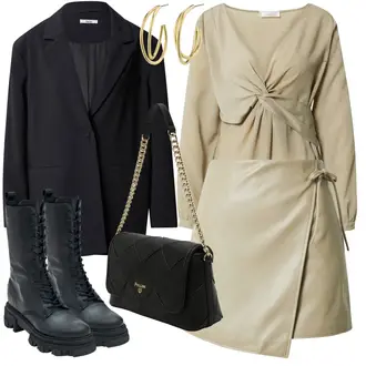 Winter Outfits Leichte 3/4-lang mit Beige/Gold Accessoire Pilgrim "Trendiger Winterlook"