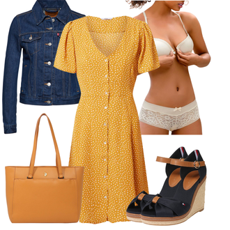 Mollige Outfit mit Gelb Kleid Große Größe/Kleid mit Gürtel/Lässiges Kleid/Cord Kleid/Jerseykleid/Kleid Standesamt-gast/Sommerkleid/Wickelkleid Only "Sommerlook"
