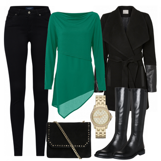 Outfit mit Beige Uhr Armani Exchange "Kozeta"