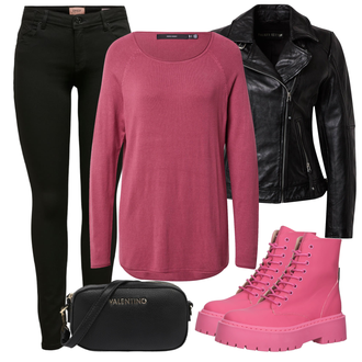 Outfit mit Rosa Stiefel Steve Madden "Herbstlicher Look"