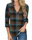 YOINS Bluse Damen Oberteile Elegant Sexy Tops Langarmshirt Gestreift Kariert V-Ausschnitt Hemd